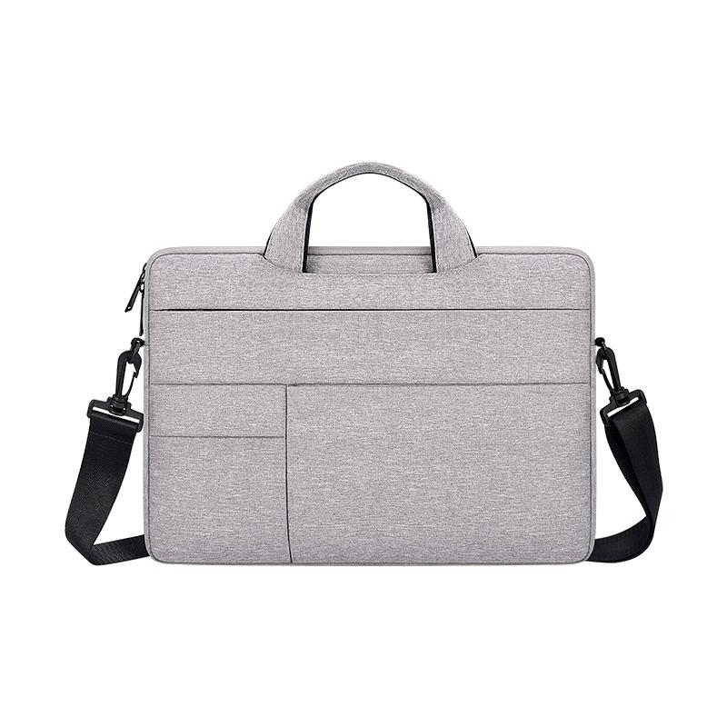 14.1-15.4 Inch Portable Laptop Shoulder Bag in Oxford Cloth & Nylon - Hemp Gray