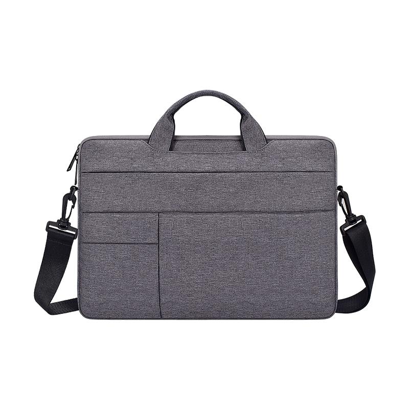 14.1-15.4 Inch Portable Laptop Shoulder Bag in Oxford Cloth & Nylon - Hemp Gray