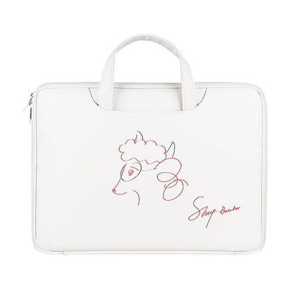 14.1-15.4 Inch Lightweight Printed Laptop Bag in Pu Material - Sheep Head