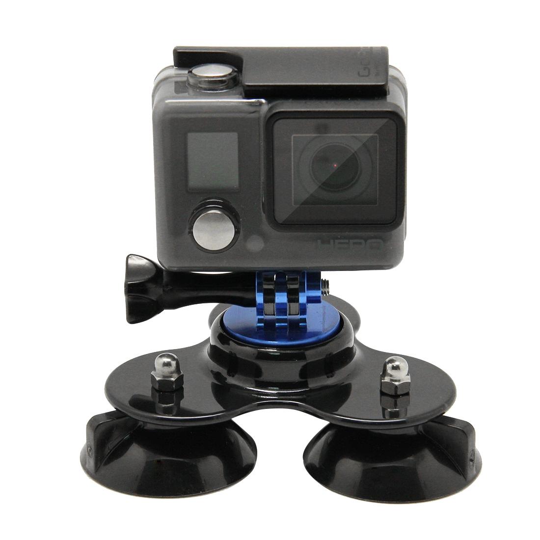 Universal Suction Cup Mount for Action Cameras with Tripod and Handle - Dark Blue