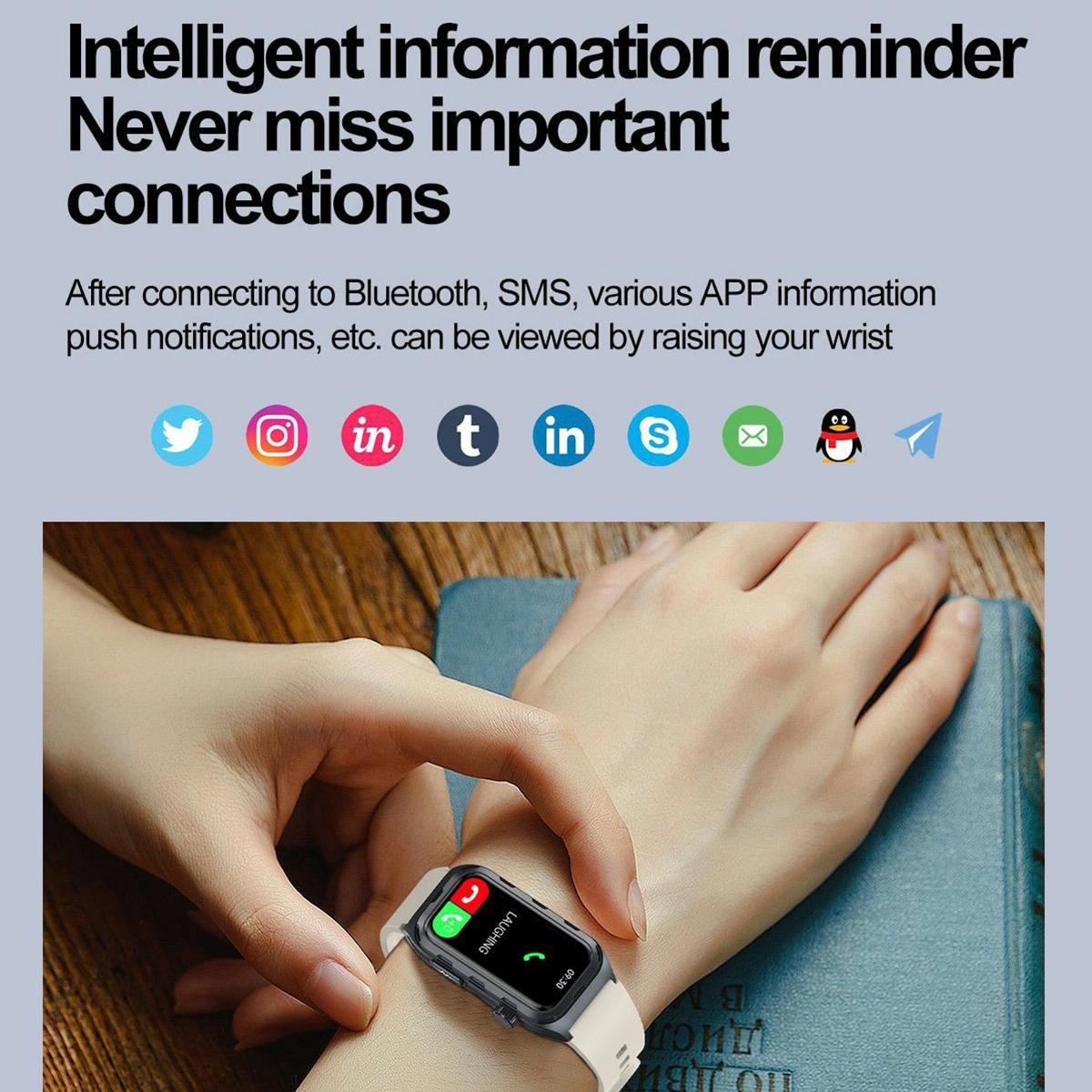 Waterproof Ecg Smart Watch For Health Monitoring - Ip68 - Beige