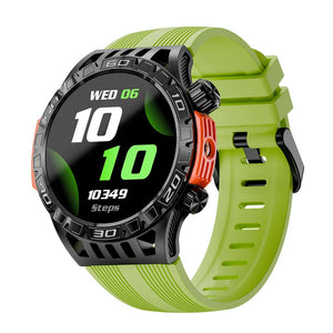 1.46 Inch Ip68 Waterproof Sos Flashlight Bluetooth Smart Watch - Yellow Green