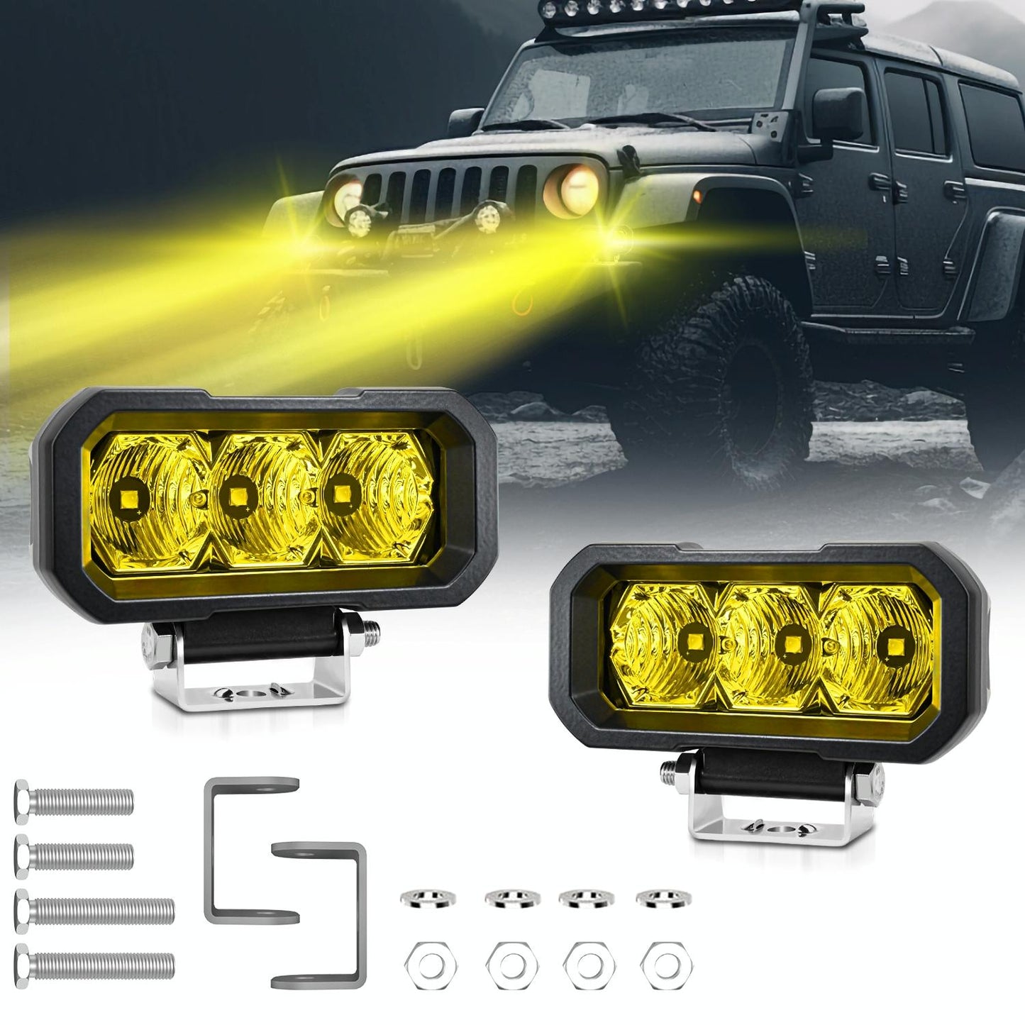 Vehicle Floodlight Yellow Ligh 40W 9V - 30V 5 Inch