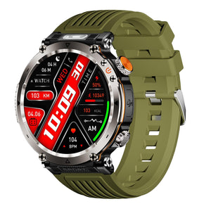 Waterproof Smart Watch With Flashlight And Compass - 1 Inch - Army Green