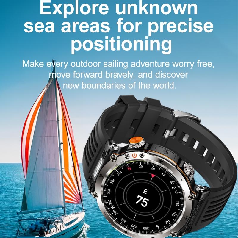 Waterproof Smart Watch With Flashlight And Compass - 1 Inch - Army Green