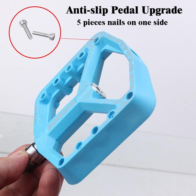 A Pair Of Wide Anti-Slip Nylon Bike Pedals - Cyan