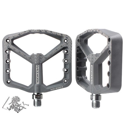 A Pair Of Wide Anti-Slip Nylon Bike Pedals - Cyan