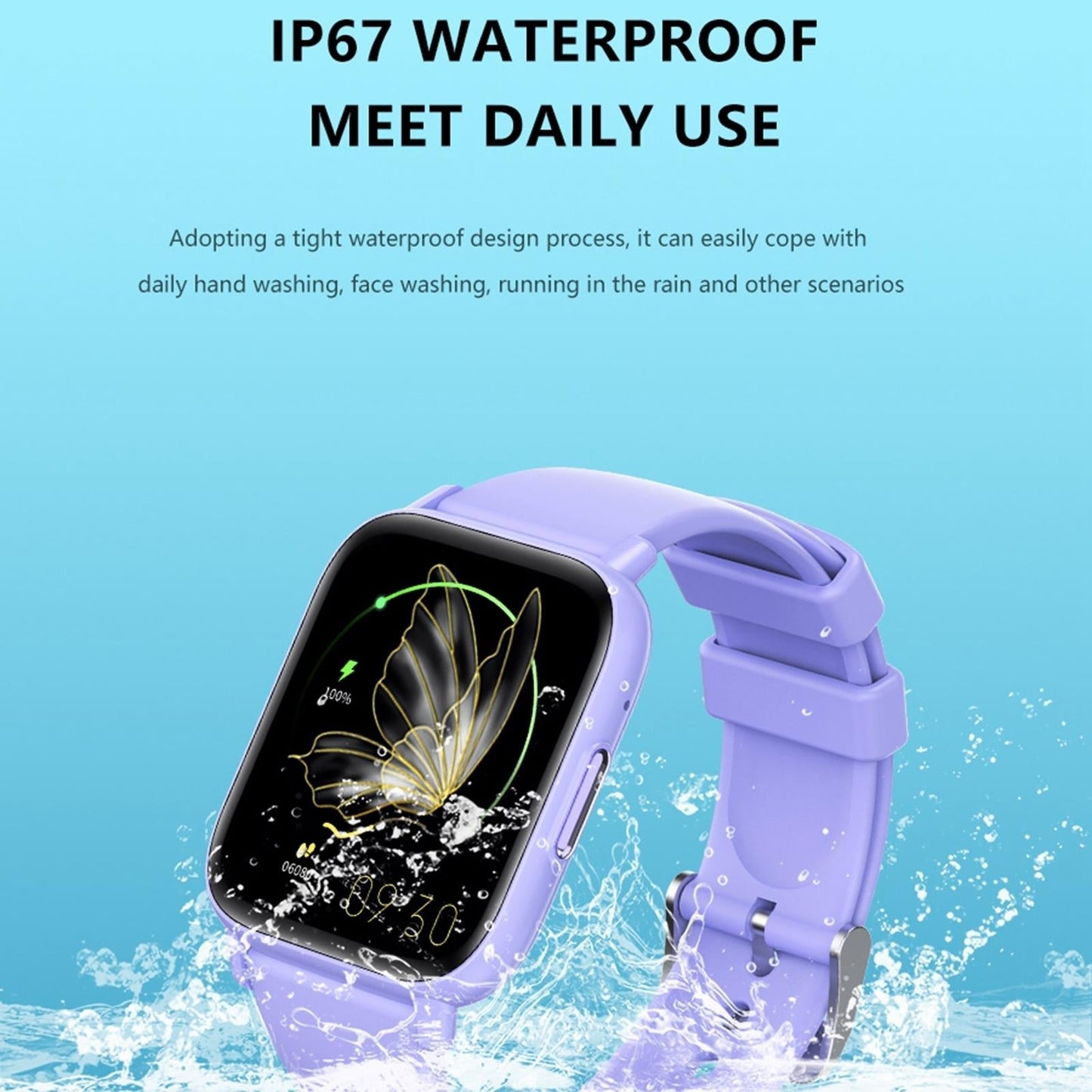 1.83 Inch Bt5.2 Smart Sport Watch Support Bluetooth Call / Sleep / Blood Sugar / Blood Oxygen / Temperature / Heart Rate / Blood Pressure Health Monitor - Purple