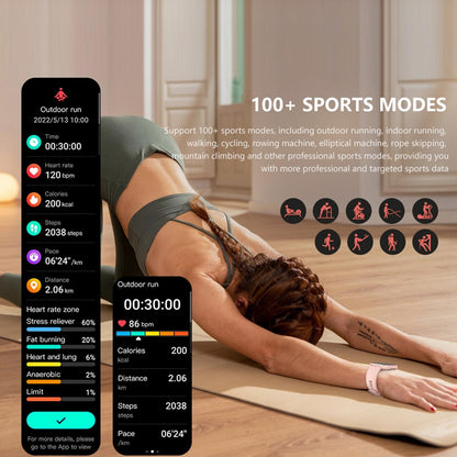 1.83 Inch Bt5.2 Smart Sport Watch Support Bluetooth Call / Sleep / Blood Sugar / Blood Oxygen / Temperature / Heart Rate / Blood Pressure Health Monitor - Purple