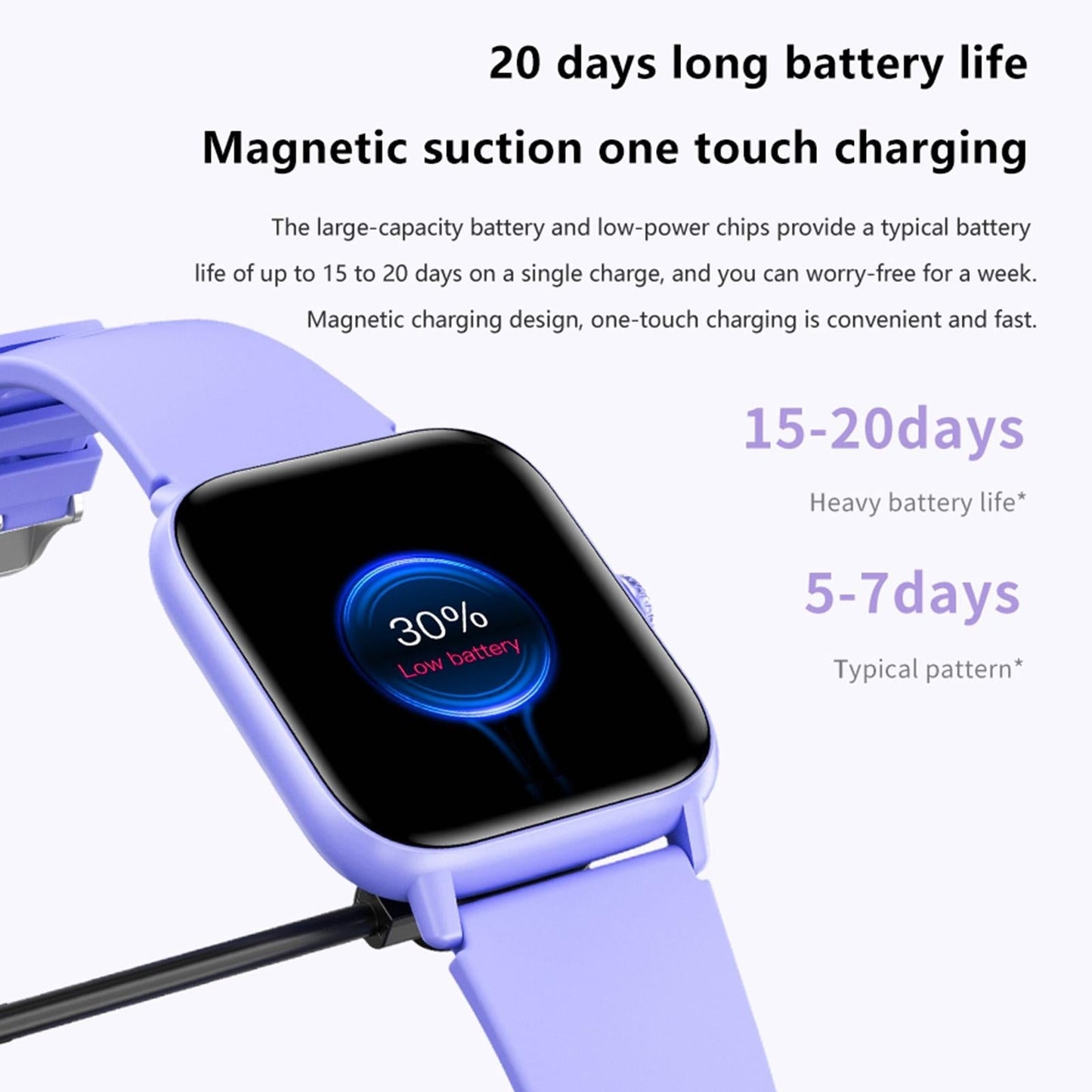 1.83 Inch Bt5.2 Smart Sport Watch Support Bluetooth Call / Sleep / Blood Sugar / Blood Oxygen / Heart Rate / Blood Pressure Health Monitor - Purple