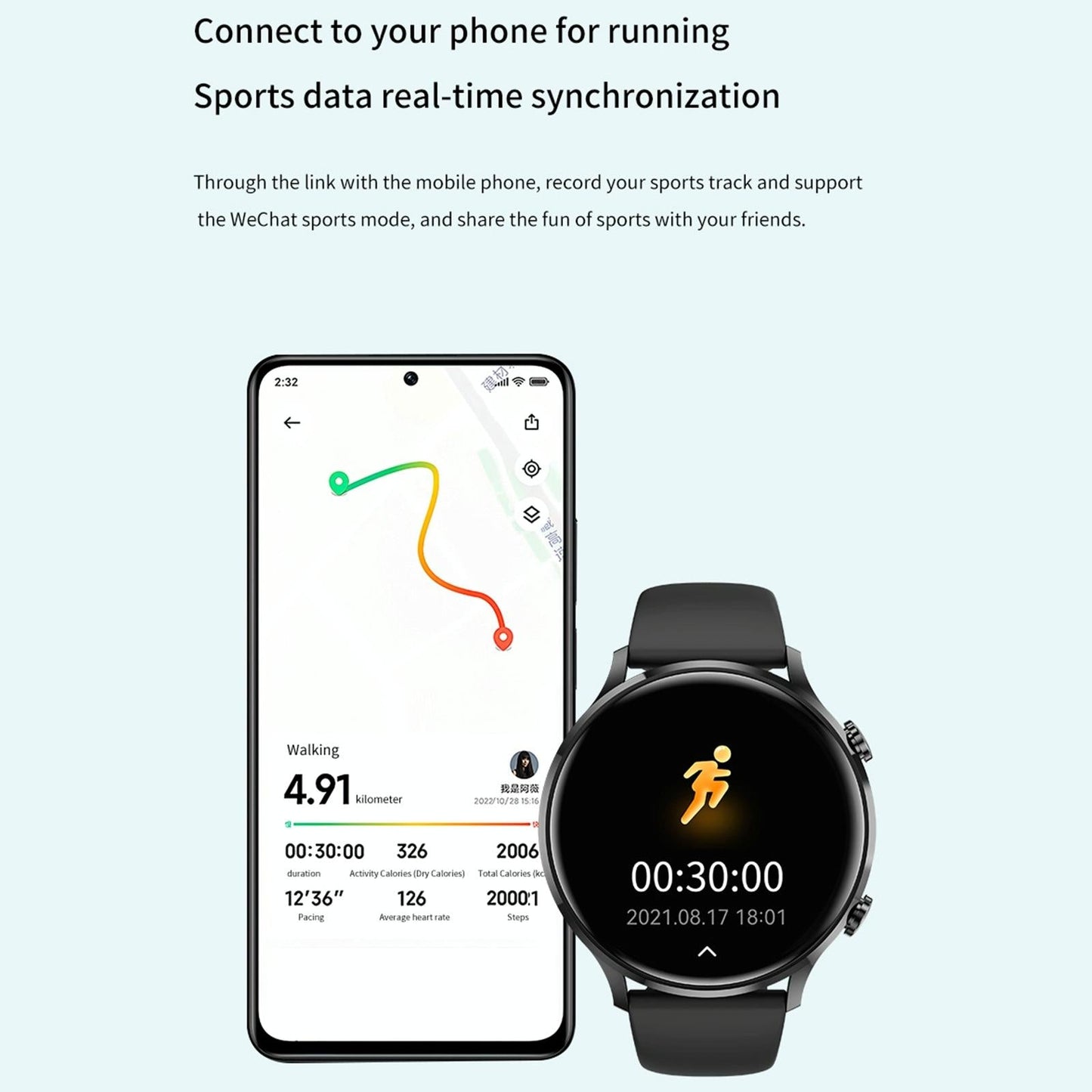 1.39 Inch Bt5.2 Smart Sport Watch Support Bluetooth Call / Sleep / Blood Oxygen / Temperature / Heart Rate / Blood Pressure Health Monitor - Black