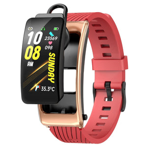 1.14 Inch Silicone Band Earphone Detachable Life Waterproof Smart Watch Support Bluetooth Call - Black Rose Gold