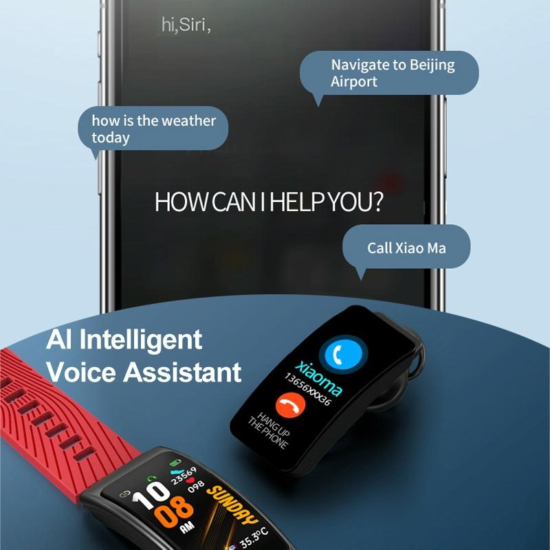 1.14 Inch Silicone Band Earphone Detachable Life Waterproof Smart Watch Support Bluetooth Call - Black Rose Gold