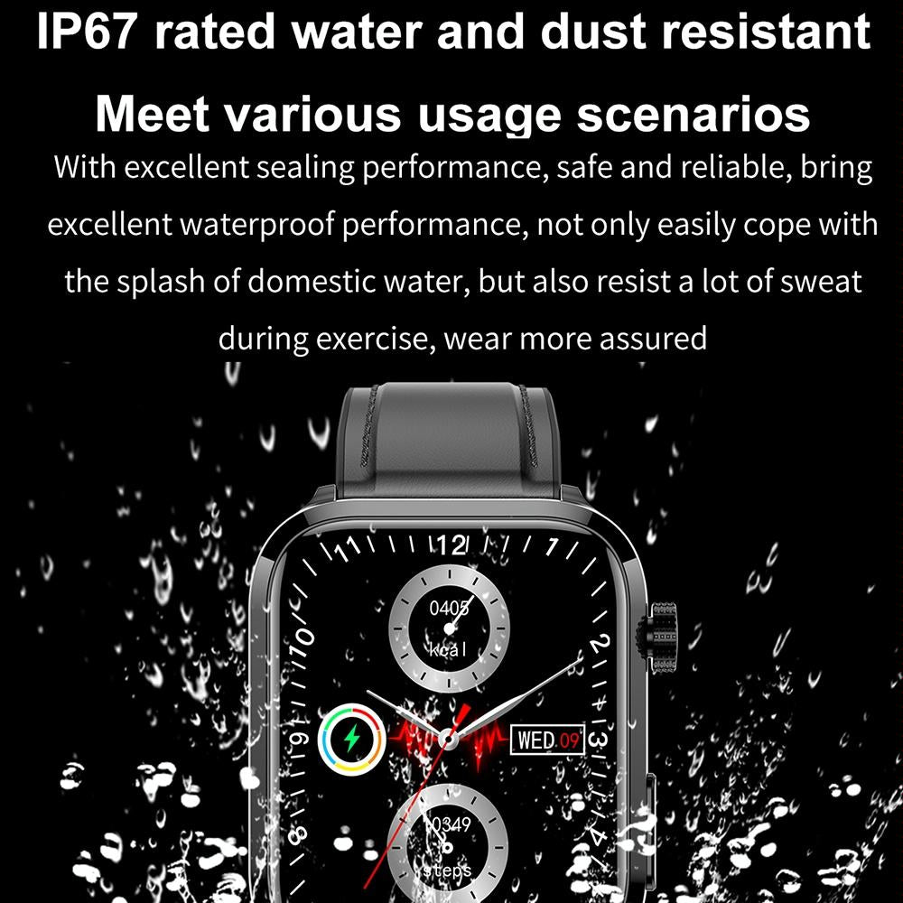 1.91 Inch Ips Screen Ip67 Waterproof Silicone Band Smart Watch Support Body Temperature Monitoring / Ecg - Dark Blue