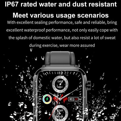 1.91 Inch Ips Screen Ip67 Waterproof Silicone Band Smart Watch Support Body Temperature Monitoring / Ecg - Dark Blue
