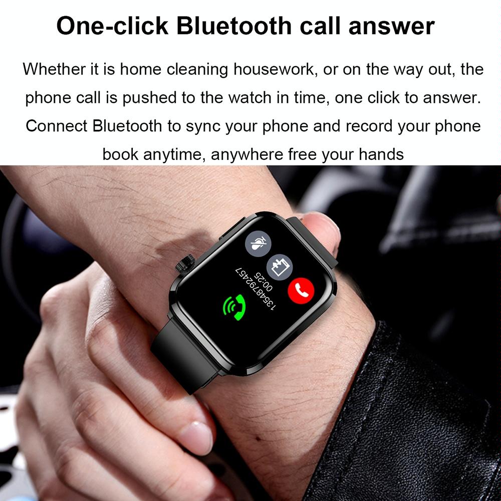 1.91 Inch Ips Screen Ip67 Waterproof Silicone Band Smart Watch Support Body Temperature Monitoring / Ecg - Dark Blue