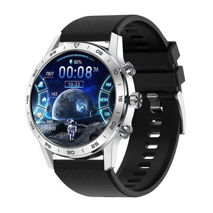 Smart Dual Display Analog Digital Call Watch - Silver Leather