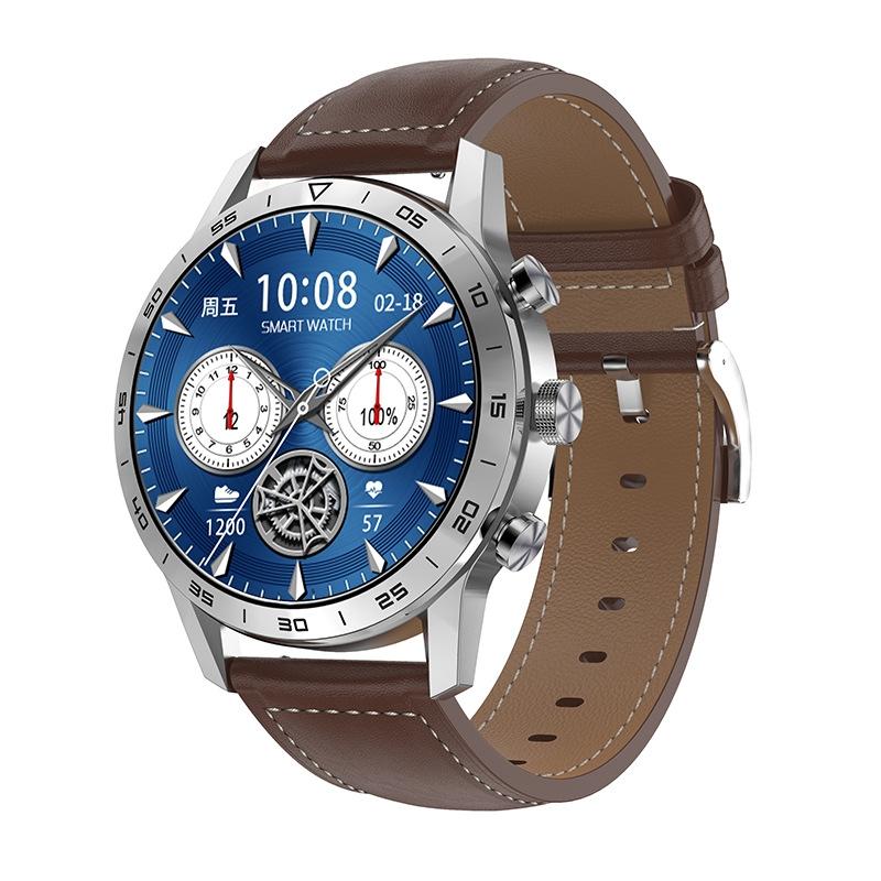 Smart Dual Display Analog Digital Call Watch - Silver Leather