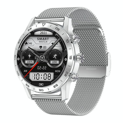 Smart Dual Display Analog Digital Call Watch - Silver Leather