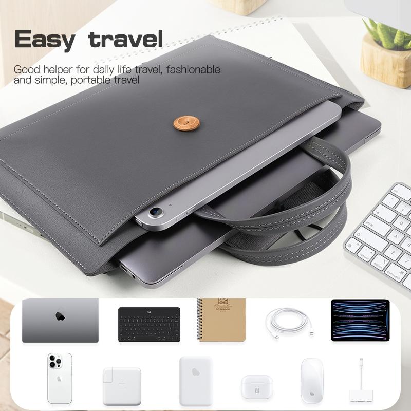 Portable Laptop Inner Bag with Elastic Thread Button - Black