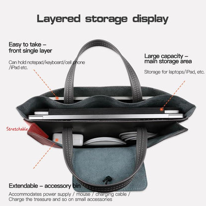 Portable Laptop Inner Bag with Elastic Thread Button - Black