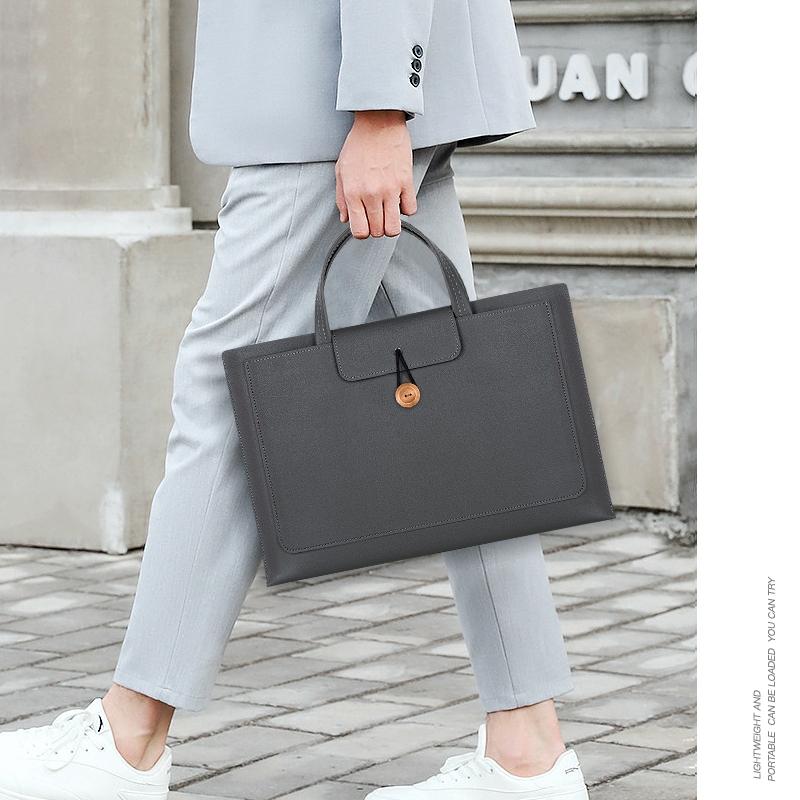 Portable Laptop Inner Bag with Elastic Thread Button - Black