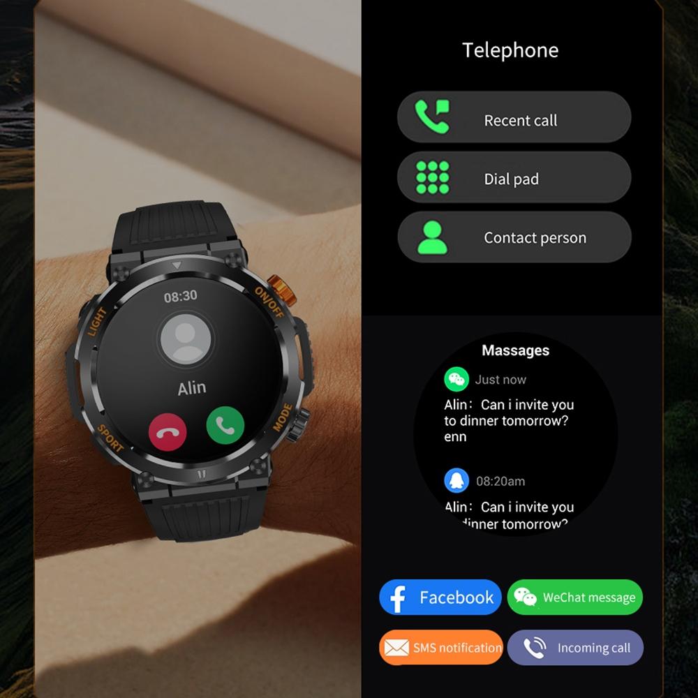 1.46 Inch Round Screen Bluetooth Smart Watch Support Health Monitoring & 100+ Sports Modes - Green