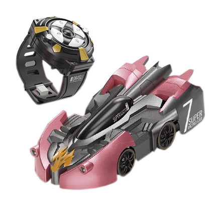 Electric Remote Control Wall Climbing Car for Kids - Mini Toy - Red Charge Watch Rc Edition