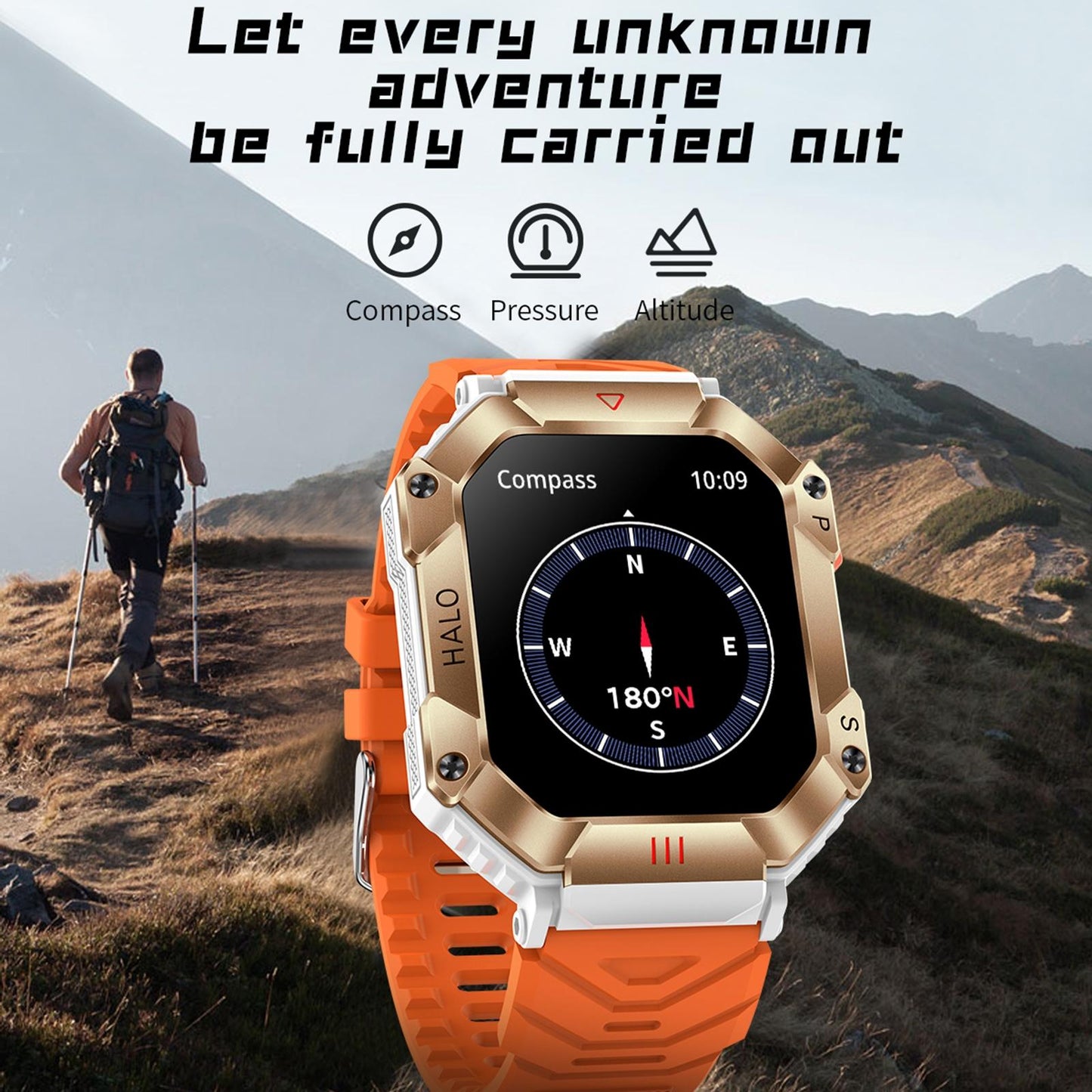 2.0 Inch Bt5.1 Ip67 Sport Smart Watch Support Bluetooth Call / Sleep / Blood Oxygen / Heart Rate / Blood Pressure Health Monitor - Black + Camouflage