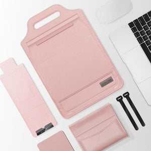 Versatile Laptop Bag with Mouse Pad Stand - Pink