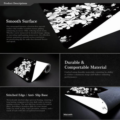 Cherry Blossom Ink Painting Mouse Pad Non Slip - Pattern 15 - 400X900X2Mm