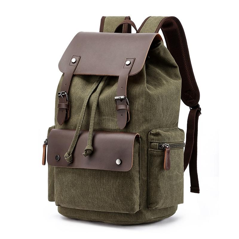 Student Canvas Backpack - Compact and Stylish - Green