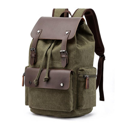 Student Canvas Backpack - Compact and Stylish - Green