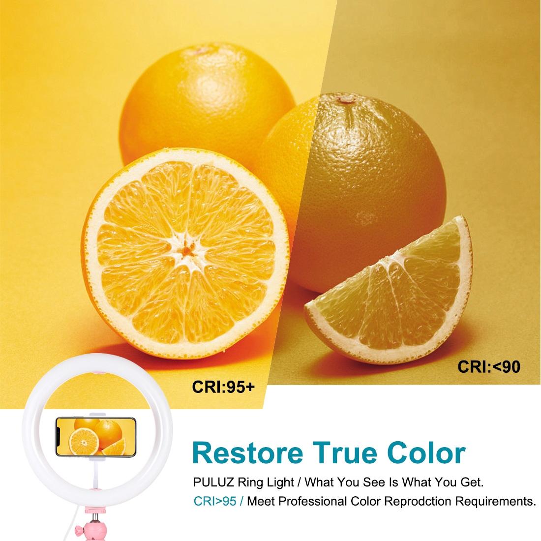 10.2 Led Ring Light with Tripod and Phone Clamp - 3 Modes Dual Colour Temperature Dimmable - Pink