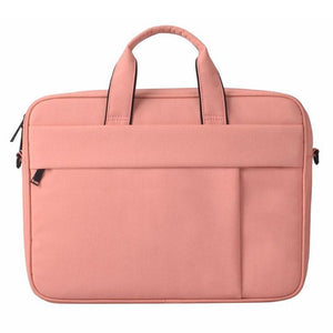 15.6 Inch Laptop One-shoulder Handbag with Waterproof Anti-theft Design and Suitcase Belt - Pink
