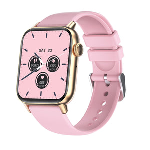 1.83 Inch Bt5.2 Smart Sport Watch Support Sleep / Heart Rate / Blood Oxygen / Temperature / Blood Pressure Health Monitor - Gold + Pink