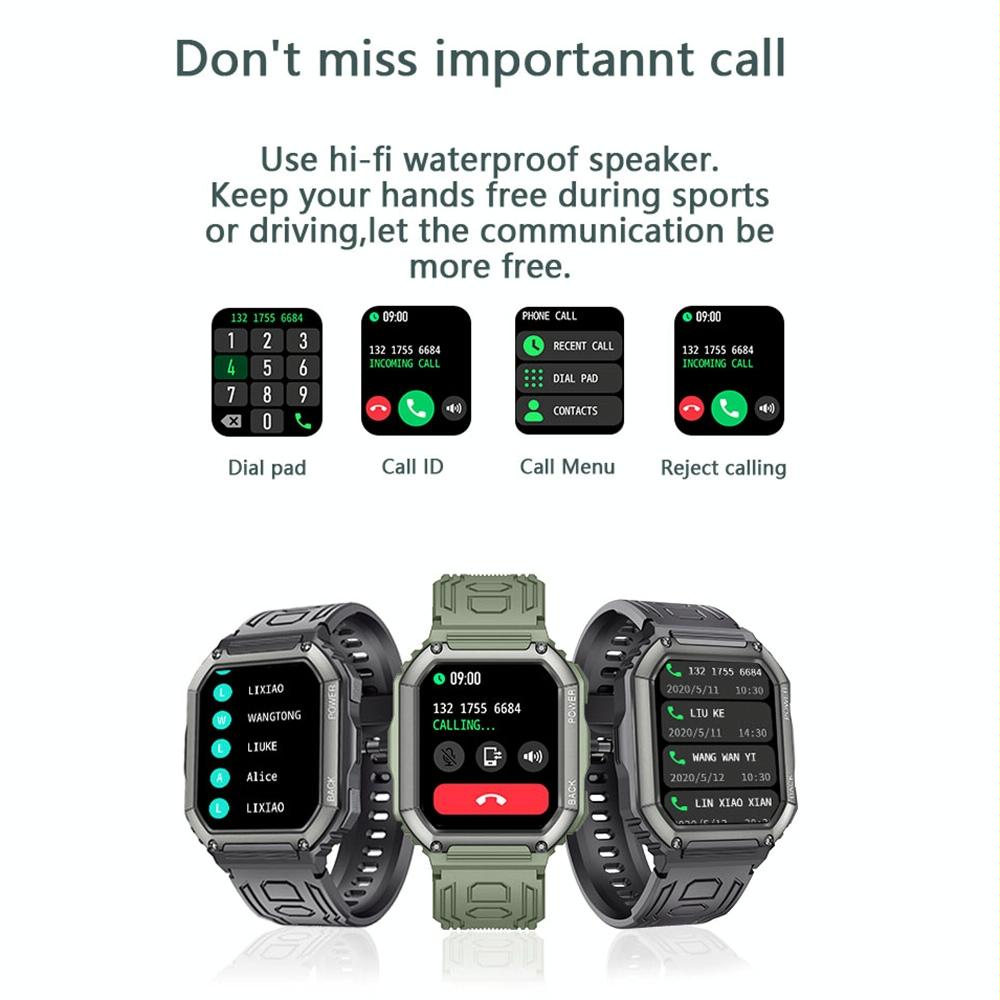 Waterproof Pedometer Sport Smart Watch Support Heart Rate / Blood Pressure Monitoring / Bt Calling - Green