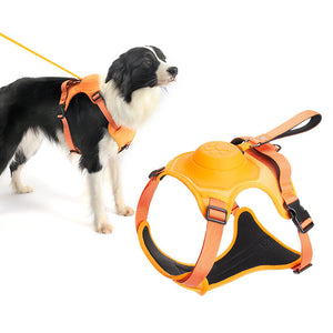 Vibe Geeks Ultimate 2-in-1 Reflective No-pull Dog Harness with Retractable Leash and Control Handle - Green - M