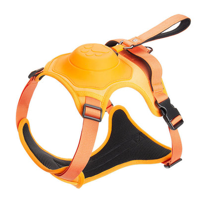 Vibe Geeks Ultimate 2-in-1 Reflective No-pull Dog Harness with Retractable Leash and Control Handle - Red - M