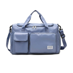 Vibe Geeks Waterproof and Lightweight Zipper Sports Gym Bag with Shoe Compartment - Blue