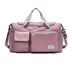 Vibe Geeks Waterproof and Lightweight Zipper Sports Gym Bag with Shoe Compartment - Dark Pink