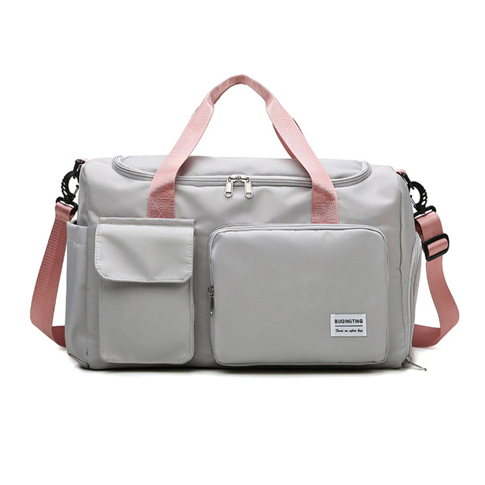 Vibe Geeks Waterproof and Lightweight Zipper Sports Gym Bag with Shoe Compartment - Green And Pink