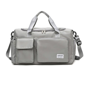 Vibe Geeks Waterproof and Lightweight Zipper Sports Gym Bag with Shoe Compartment - Grey