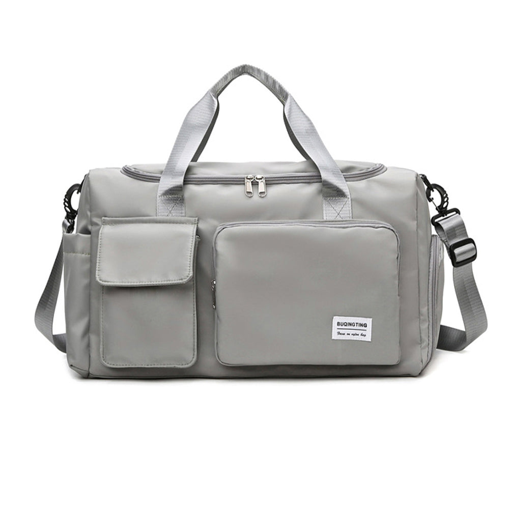 Vibe Geeks Waterproof and Lightweight Zipper Sports Gym Bag with Shoe Compartment - Grey