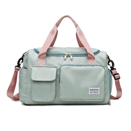 Vibe Geeks Waterproof and Lightweight Zipper Sports Gym Bag with Shoe Compartment - Grey And Pink