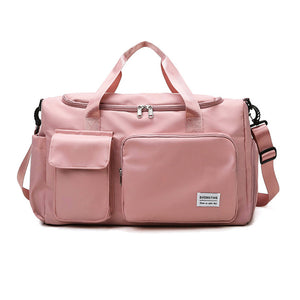 Vibe Geeks Waterproof and Lightweight Zipper Sports Gym Bag with Shoe Compartment - Pink