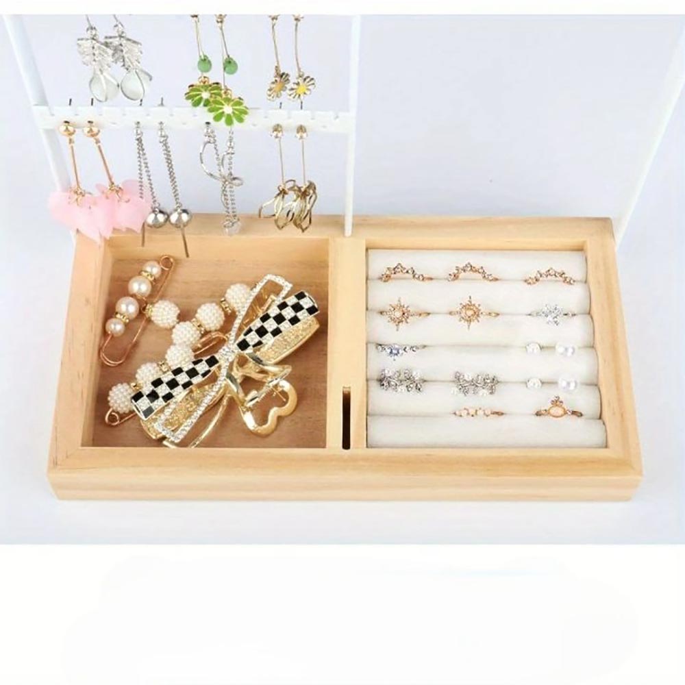 Vibe Geeks Desktop Jewelry Organizer Jewelry Stand with Ring and Bracelet Holder - Black