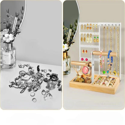 Vibe Geeks Desktop Jewelry Organizer Jewelry Stand with Ring and Bracelet Holder - Black