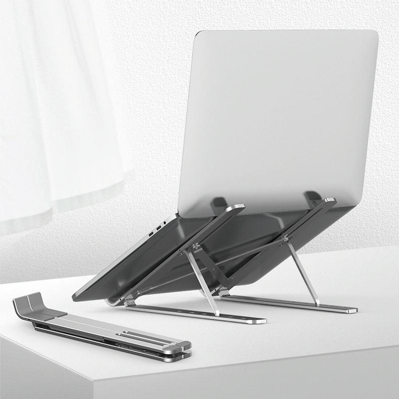 Adjustable Laptop Stand - Portable Folding Height Increase Heat Dissipation - Grey