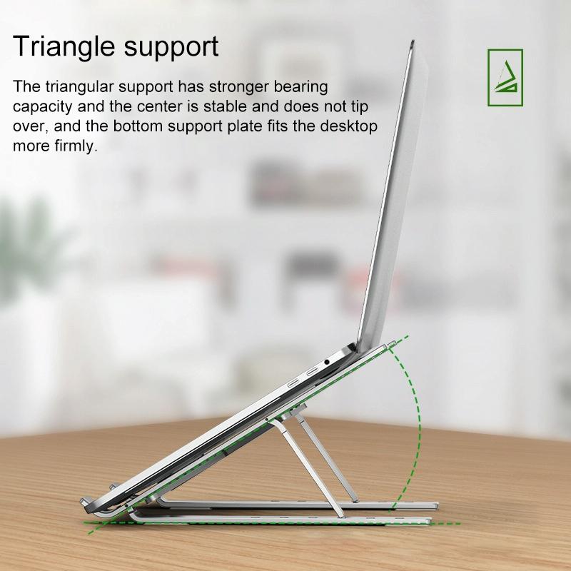 Adjustable Laptop Stand - Portable Folding Height Increase Heat Dissipation - Grey